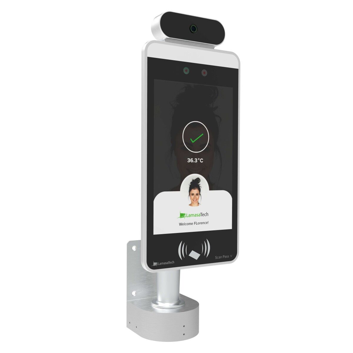Zentron 8 Kiosk Wall Mount Left Visitor sign-in kiosk with temperature screening wall mount