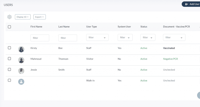 users-vaccination-status-visipoint-cloud Up-to-date records of employee vaccination status