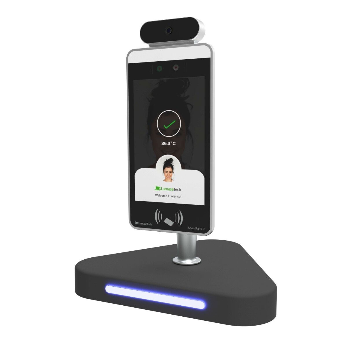 Zentron 8 Kiosk Desk Mount Right Temperature screening kiosk on desk mount