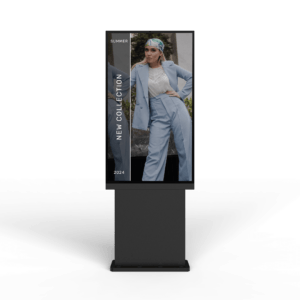 Single screen Versi outdoor freestanding kiosk with fashion advert