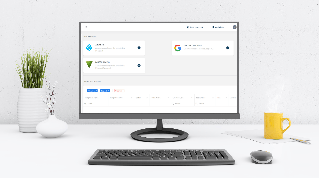 Integrations page on PC