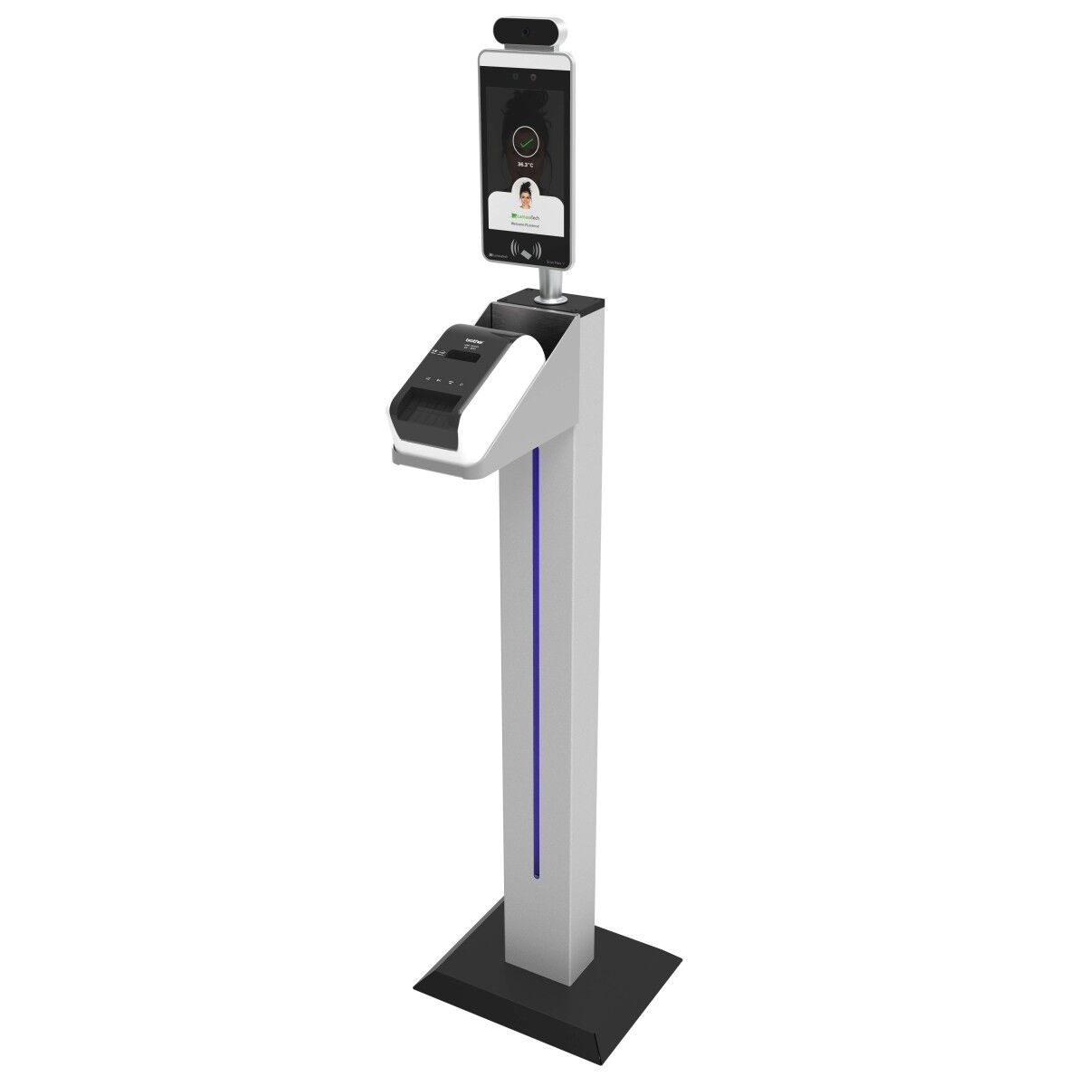 Zentron 8 Floor Mount Right LamasaTech self-service temperature kiosk floor stand