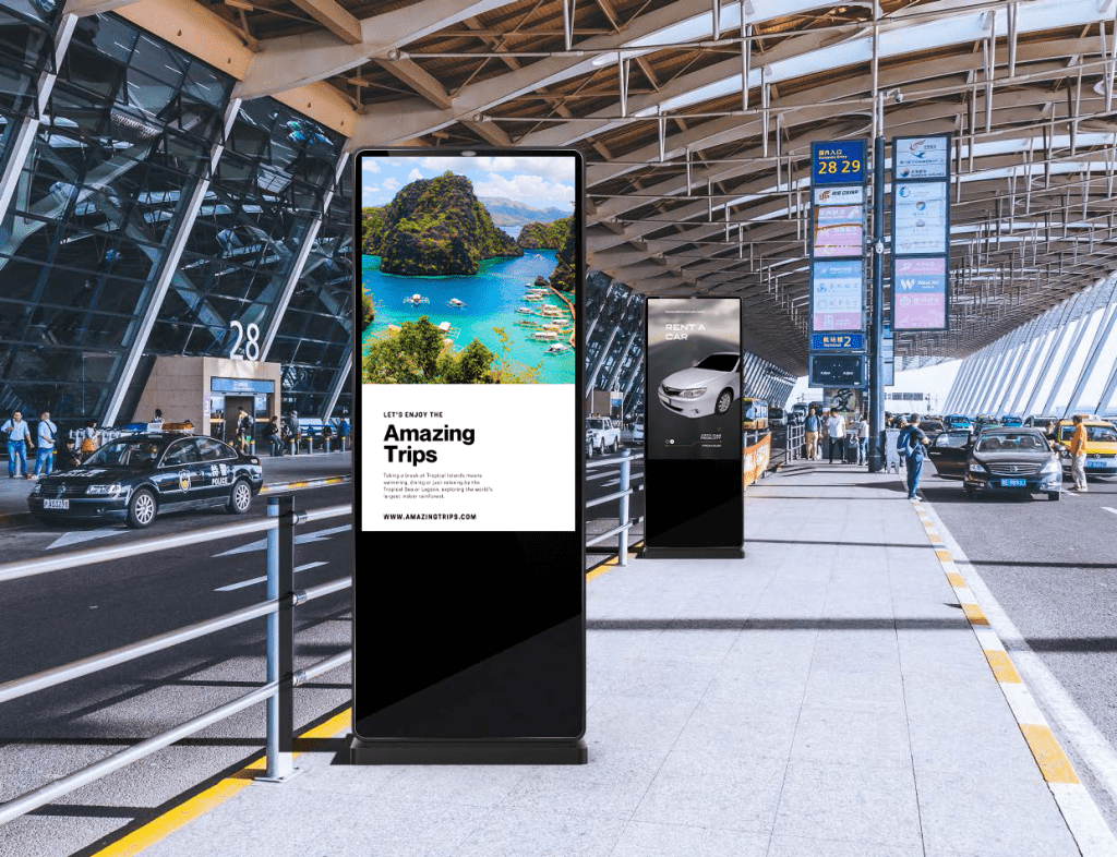 outdoor digital kiosk at airport