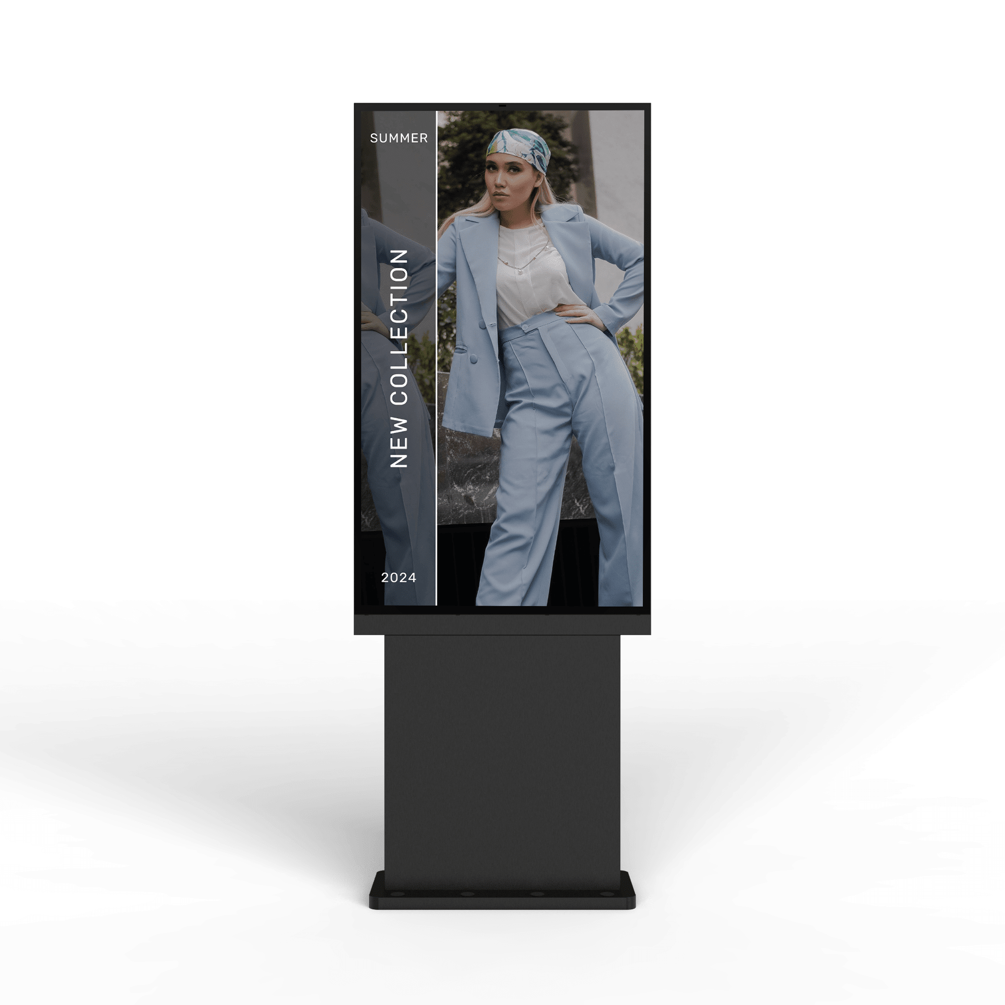 Single screen Versi outdoor freestanding kiosk with fashion advert