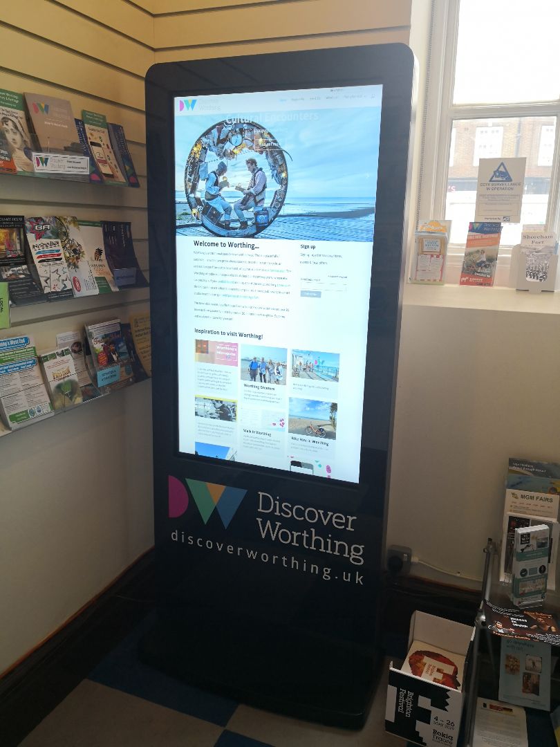 Digital tourism kiosk at Worthing tourist information centre