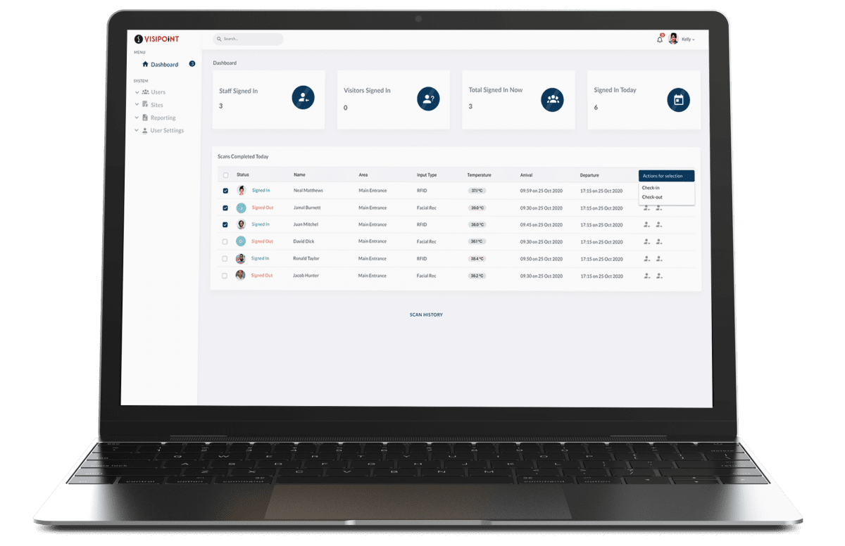 VisiPoint Cloud on Laptop - Management Dashboard Screen